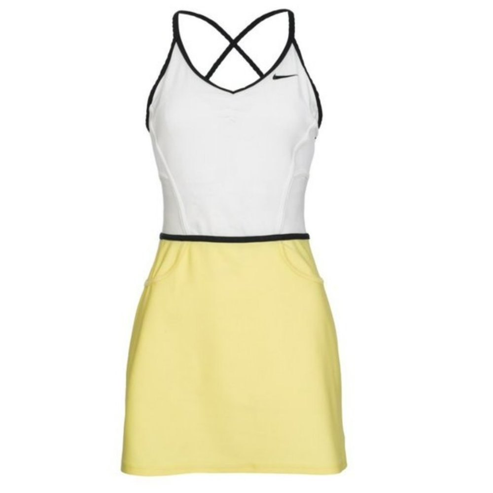 NWT NIKE Maria Sharapova Tennis Dress w/ Bra Skirt yellow white S Small - Picture 3 of 14